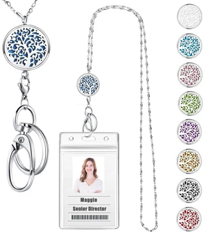 Lanyards for ID Badges and Keys, ID Badge Holder with Lanyard Stainless Steel Keychain Diffuser Necklace Lanyard, Badge Lanyards for Women Teacher Nurse Work Jewelry Family Tree Lanyards for ID Badges and Keys, ID Badge Holder with Lanyard Stainless Steel Keychain Diffuser Necklace Lanyard, Badge Lanyards for Women Teacher Nurse Work Jewelry Family Tree