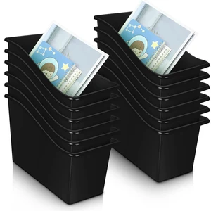 12 Pcs Classroom Book Bins Plastic Organizer Box, Black Binder Magazine Holder File Container Storage Folder Cube for Home Office School Library Organization Supplies 12 Pcs Classroom Book Bins Plastic Organizer Box, Black Binder Magazine Holder File Container Storage Folder Cube for Home Office School Library Organization Supplies