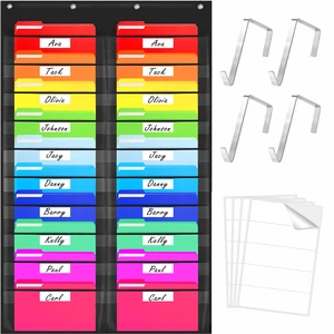 Storage Pocket Chart, Heavy Duty Wall File Organization Folder with 20 Clear File Pockets, 20 Blank Dry-Erase Name Stickers Plus 4 Over Door Hooks for Files, Classroom & Office (Black, 28.5 X 47) Storage Pocket Chart, Heavy Duty Wall File Organization Folder with 20 Clear File Pockets, 20 Blank Dry-Erase Name Stickers Plus 4 Over Door Hooks for Files, Classroom & Office (Black, 28.5 X 47)