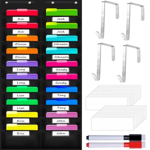 Nylon Storage Pocket Chart with 20 Name Tag Pockets, Hanging Wall File Organizer, 4 Hooks and 20 Blank Cards, Organize Your Assignments, Files, Scrapbooks, Paper (28.5x 47) Nylon Storage Pocket Chart with 20 Name Tag Pockets, Hanging Wall File Organizer, 4 Hooks and 20 Blank Cards, Organize Your Assignments, Files, Scrapbooks, Paper (28.5x 47)