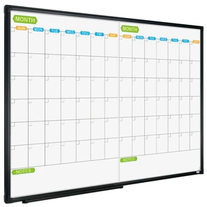 Magnetic Dry Erase Calendar Whiteboard, 2 Month White Board Planner 36 X 24 Inch, Black Aluminum Frame Wall Mounted Board for Office Home and School Magnetic Dry Erase Calendar Whiteboard, 2 Month White Board Planner 36 X 24 Inch, Black Aluminum Frame Wall Mounted Board for Office Home and School