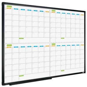 Magnetic Dry Erase Calendar Whiteboard, 4 Month White Board Planner 36 X 24 Inch, Black Aluminum Frame Wall Mounted Board for Office Home and School Magnetic Dry Erase Calendar Whiteboard, 4 Month White Board Planner 36 X 24 Inch, Black Aluminum Frame Wall Mounted Board for Office Home and School
