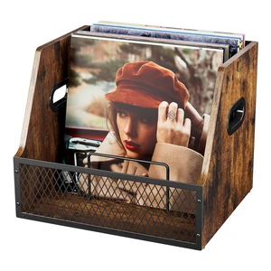 Vinyl Record Storage,Wooden Crate Vinyl Holder with Dividers for Albums & Magazine Rack Organizer for 60+ Records Case Box for 7/10/12 inch Vinyl Record Storage,Wooden Crate Vinyl Holder with Dividers for Albums & Magazine Rack Organizer for 60+ Records Case Box for 7/10/12 inch