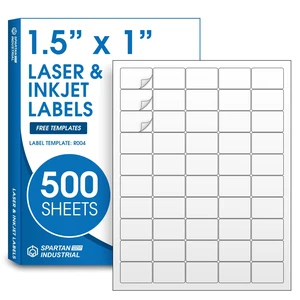1.5" X 1" Matte White Printable Address Labels (500 Sheets, 25000 Labels) Mailing Labels and Barcode Stickers for Laser & Inkjet Printers - Template R004 1.5" X 1" Matte White Printable Address Labels (500 Sheets, 25000 Labels) Mailing Labels and Barcode Stickers for Laser & Inkjet Printers - Template R004
