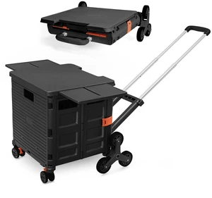 Foldable Utility Cart Portable Crate Rolling Dolly with Telescopic Handle,Can be Pulled diagonally, Magnetic Retractable Lid, 360°Swivel Climbing Wheels for Shopping Carrying Groceries Move Black Foldable Utility Cart Portable Crate Rolling Dolly with Telescopic Handle,Can be Pulled diagonally, Magnetic Retractable Lid, 360°Swivel Climbing Wheels for Shopping Carrying Groceries Move Black