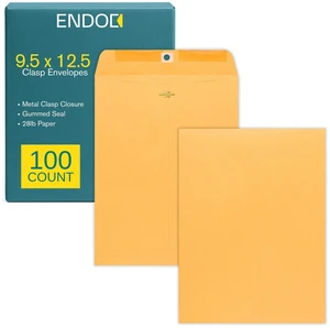 9 1/2 x 12 1/2 Clasp Envelopes - 100 Pack - Brown Kraft Catalog Envelopes Gummed Seal Closure 28lb Heavyweight Paper 9.5x12.5 inch Envelopes for Home, Office, Business, Legal or School 9 1/2 x 12 1/2 Clasp Envelopes - 100 Pack - Brown Kraft Catalog Envelopes Gummed Seal Closure 28lb Heavyweight Paper 9.5x12.5 inch Envelopes for Home, Office, Business, Legal or School