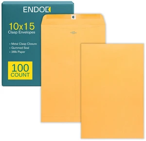 10 x 15 Clasp Envelopes - 100 Pack Brown Kraft Catalog Mailing Gummed Seal Envelope - 28lb Heavyweight 10x15 Inches Manila Envelopes for Home, Office, Business, Legal or School 10 x 15 Clasp Envelopes - 100 Pack Brown Kraft Catalog Mailing Gummed Seal Envelope - 28lb Heavyweight 10x15 Inches Manila Envelopes for Home, Office, Business, Legal or School