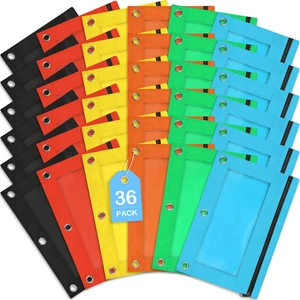 36 Pack Pencil Pouch for 3 Ring Binder in 6 Assorted Colors Binder Pencil Pouch, Pencils Pouches for Binders with Smooth Zipper for School, Office Supplies 36 Pack Pencil Pouch for 3 Ring Binder in 6 Assorted Colors Binder Pencil Pouch, Pencils Pouches for Binders with Smooth Zipper for School, Office Supplies