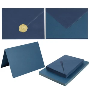 50 Pack Navy Blue A6 Envelopes with Cards and Gold Stickers, 4x6 With Thick Folded Cardstock, For Greeting Cards, Wedding, Birthday, Invitations, Baby Showers 50 Pack Navy Blue A6 Envelopes with Cards and Gold Stickers, 4x6 With Thick Folded Cardstock, For Greeting Cards, Wedding, Birthday, Invitations, Baby Showers