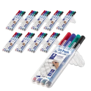 Lumocolor Correctable 305 M Non-Permanent Markers, 10-Pack Medium 1.0mm Tip Dry-Erase Pens with Integrated Felt Eraser, Smudge-Free, Correctable Film - Colors Lumocolor Correctable 305 M Non-Permanent Markers, 10-Pack Medium 1.0mm Tip Dry-Erase Pens with Integrated Felt Eraser, Smudge-Free, Correctable Film - Colors