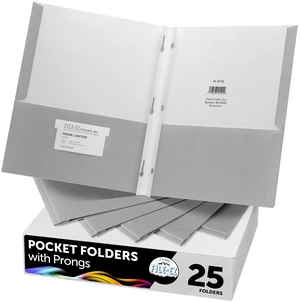 Two-Pocket Folders with 3-Prong Fasteners, Gray Color, 25-Pack, Durable Textured Paper, Matte Finish, Letter Sheet Size (EZ-92530) Two-Pocket Folders with 3-Prong Fasteners, Gray Color, 25-Pack, Durable Textured Paper, Matte Finish, Letter Sheet Size (EZ-92530)