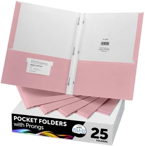 Two-Pocket Folders with 3-Prong Fasteners, Pink Color, 25-Pack, Durable Textured Paper, Matte Finish, Letter Sheet Size (EZ-92590) Two-Pocket Folders with 3-Prong Fasteners, Pink Color, 25-Pack, Durable Textured Paper, Matte Finish, Letter Sheet Size (EZ-92590)