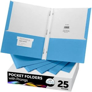 Two-Pocket Folders with 3-Prong Fasteners, Light Blue Color, 25-Pack, Durable Textured Paper, Matte Finish, Letter Sheet Size (EZ-92520) Two-Pocket Folders with 3-Prong Fasteners, Light Blue Color, 25-Pack, Durable Textured Paper, Matte Finish, Letter Sheet Size (EZ-92520)