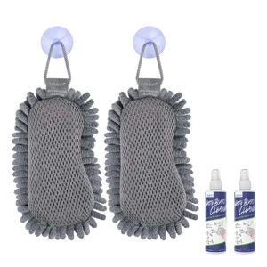 Microfiber Shag Eraser with Cleaner, Washable Dry Erase Eraser Grey, 2 Pack, Soft Shag Material, Strong Cleaning, Suction Cup Storage, Reusable & Durable, 3.4 fl oz Whiteboard Cleaner Microfiber Shag Eraser with Cleaner, Washable Dry Erase Eraser Grey, 2 Pack, Soft Shag Material, Strong Cleaning, Suction Cup Storage, Reusable & Durable, 3.4 fl oz Whiteboard Cleaner