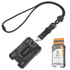 ID Badge Holder with Lanyard, Safety Breakaway Lanyard with ID Holder, ID Card Holder with 5 Cards Capacity, Carbon Fiber Badge Wallet, Quick Release, Perfect for Work and Daily Use ID Badge Holder with Lanyard, Safety Breakaway Lanyard with ID Holder, ID Card Holder with 5 Cards Capacity, Carbon Fiber Badge Wallet, Quick Release, Perfect for Work and Daily Use