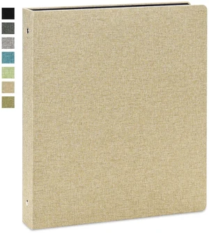 Linen 3 Ring Binder 1 Inch, Letter Size, Khaki Round rings, 8.5'' x 11'' paper, school office home, recipe binder, dual pockets Linen 3 Ring Binder 1 Inch, Letter Size, Khaki Round rings, 8.5'' x 11'' paper, school office home, recipe binder, dual pockets