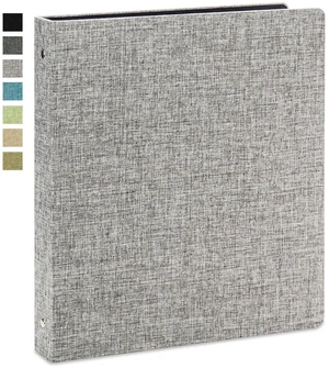 Linen 3 Ring Binder 1 Inch, Letter Size, Grey Round rings, 8.5'' x 11'' paper, school office home, recipe binder, dual pockets Linen 3 Ring Binder 1 Inch, Letter Size, Grey Round rings, 8.5'' x 11'' paper, school office home, recipe binder, dual pockets