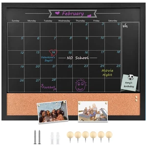 Magnetic Chalkboard Calendar Corkboard,23.6" x 31.5"Combo Chalk Board,Black Large Combination Chalk Board & Bulletin Board,Blackboard Calendar Cork Combo Board,for School/Home/Cafe/Office Magnetic Chalkboard Calendar Corkboard,23.6" x 31.5"Combo Chalk Board,Black Large Combination Chalk Board & Bulletin Board,Blackboard Calendar Cork Combo Board,for School/Home/Cafe/Office