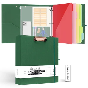 2 Inch 3 Ring Binder Organizer with Zipper Pouch, Linen Storage Clipboards for Letter Size (11" x 8.5"), 5 Plastic Folders with 10 Pockets, Hardcover School Binder, Green 2 Inch 3 Ring Binder Organizer with Zipper Pouch, Linen Storage Clipboards for Letter Size (11" x 8.5"), 5 Plastic Folders with 10 Pockets, Hardcover School Binder, Green