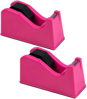 Desktop Tape Dispenser Adhesive Roll Holder (Fits 1" & 3" Core) with Weighted Nonskid Base (2Pack-Rose red) Desktop Tape Dispenser Adhesive Roll Holder (Fits 1" & 3" Core) with Weighted Nonskid Base (2Pack-Rose red)