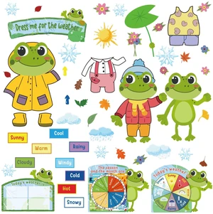 58 Pcs Dress for Weather Bulletin Board Set for Classroom, Frog Weather Bear Classroom Decor, 12 x 8 Inch Cute Animal Seasonal Chart, for Preschool, Interactive Dress Weather Wall Decor 58 Pcs Dress for Weather Bulletin Board Set for Classroom, Frog Weather Bear Classroom Decor, 12 x 8 Inch Cute Animal Seasonal Chart, for Preschool, Interactive Dress Weather Wall Decor