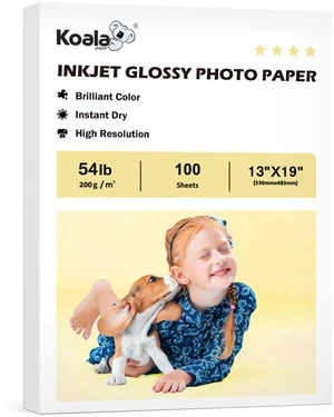 Glossy Inkjet Photo Paper Thick 13X19 Inches 100 Sheets 54lb Picture Paper for Inkjet Printer Use Dye Ink for Family Photos 200gsm Glossy Inkjet Photo Paper Thick 13X19 Inches 100 Sheets 54lb Picture Paper for Inkjet Printer Use Dye Ink for Family Photos 200gsm