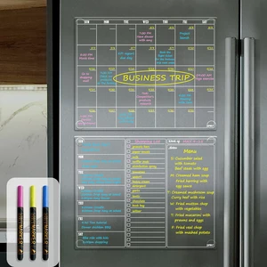 Non-Magnetic Dry Erase Calendar for Fridge, Monthly Calendar, Weekly Planning Board Bundle for All Smooth Surfaces. Clear Reusable Calendar Stick to Fridge,Cabinet,Door&Glass Non-Magnetic Dry Erase Calendar for Fridge, Monthly Calendar, Weekly Planning Board Bundle for All Smooth Surfaces. Clear Reusable Calendar Stick to Fridge,Cabinet,Door&Glass