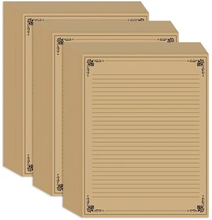 (3-Pack) Vintage Lined Paper - 150 Sheets Stationary Paper for Writing Letters, 100gsm, Stationery for Writing Letters, Invitations, Stationery Writing Papers, 8.5'' x 11'', Brown (3-Pack) Vintage Lined Paper - 150 Sheets Stationary Paper for Writing Letters, 100gsm, Stationery for Writing Letters, Invitations, Stationery Writing Papers, 8.5'' x 11'', Brown