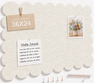 Scalloped Felt Bulletin Board 36 x 24 Inches (Warm Beige) Large Decorative Pin Board for Wall, Vision & Message Board for Home Office, Bedroom & Study Scalloped Felt Bulletin Board 36 x 24 Inches (Warm Beige) Large Decorative Pin Board for Wall, Vision & Message Board for Home Office, Bedroom & Study