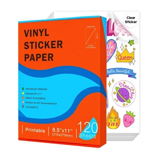 120 Sheets Printable Clear Vinyl Sticker Paper for Inkjet Printer Transparent Finish, Borderless Stickers, 8.5x11 Inch, Vivid Colors, Quick Dry, Waterproof, Cricut Compatible, Labels & Crafts 120 Sheets Printable Clear Vinyl Sticker Paper for Inkjet Printer Transparent Finish, Borderless Stickers, 8.5x11 Inch, Vivid Colors, Quick Dry, Waterproof, Cricut Compatible, Labels & Crafts