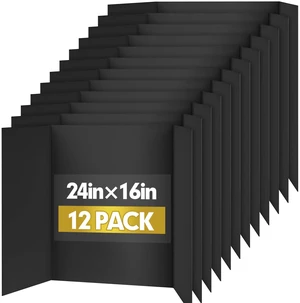 Trifold Poster Board,12P 24"x 16" Black Corrugated Poster Boards Display Board,Perfect for School Projects, Science Fairs, Event Displays, and Business Presentations Trifold Poster Board,12P 24"x 16" Black Corrugated Poster Boards Display Board,Perfect for School Projects, Science Fairs, Event Displays, and Business Presentations