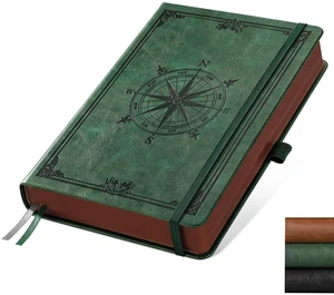 Thick Blank Notebook, 320 Numbered Pages, A5 (5.75'' X 8.38'') 100GSM Plain Paper, Vintage Leather Hardcover, for Men Women Work Office School (Dark green) Thick Blank Notebook, 320 Numbered Pages, A5 (5.75'' X 8.38'') 100GSM Plain Paper, Vintage Leather Hardcover, for Men Women Work Office School (Dark green)