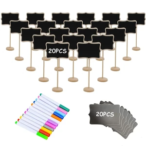 20PCS Wood Mini Chalkboard Sign and Replacement Stickers, Food Labels for Party Buffet,Blackboard for Message Board Signs,Weddings Place Cards, Birthday Party 20PCS Wood Mini Chalkboard Sign and Replacement Stickers, Food Labels for Party Buffet,Blackboard for Message Board Signs,Weddings Place Cards, Birthday Party