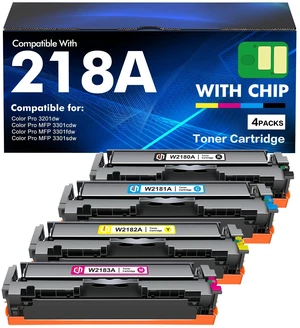 218A Toner Cartridges 4 Pack for HP 218 3201dw 3301fdw High Yield W2180A Compatible for HP Color LaserJet Pro MFP 3301fdw 3201dw 3301sdw 3301cdw 3301 3201 Series Printer Ink Set with Chip (B/C/Y/M) 218A Toner Cartridges 4 Pack for HP 218 3201dw 3301fdw High Yield W2180A Compatible for HP Color LaserJet Pro MFP 3301fdw 3201dw 3301sdw 3301cdw 3301 3201 Series Printer Ink Set with Chip (B/C/Y/M)