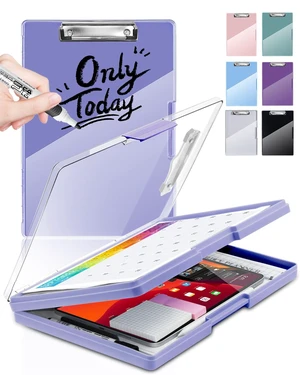 Clipboard with Storage, Nurse Dry Erase Clip Board, 8.5x11, Light Purple Dual Compartments, Clearview Dry Erase Panel, High Capacity Storage, Heavy Duty, Pen Holder, Side Opening, School/Office Use Clipboard with Storage, Nurse Dry Erase Clip Board, 8.5x11, Light Purple Dual Compartments, Clearview Dry Erase Panel, High Capacity Storage, Heavy Duty, Pen Holder, Side Opening, School/Office Use