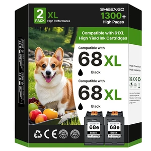 68XL 68e 68 Black Ink Cartridge Replacement for HP Ink 68 68XL 68e Black 68XL for HP Envy 6155e 6555e Ink Cartridges Compatible with Envy 6155e 6555e 6152e 6552e 6100e 6500e Series Printer (2 Black) 68XL 68e 68 Black Ink Cartridge Replacement for HP Ink 68 68XL 68e Black 68XL for HP Envy 6155e 6555e Ink Cartridges Compatible with Envy 6155e 6555e 6152e 6552e 6100e 6500e Series Printer (2 Black)