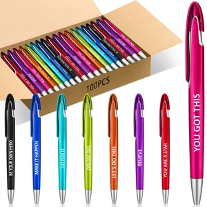 100 Pcs Positive Theme Ballpoint Pens Bulk, Medium Point, Black Ink Motivational Inspirational Pen Bulk with Affirmation Quotes, Retractable, Colorful for Teacher Nurse Gifts, Office School Use 100 Pcs Positive Theme Ballpoint Pens Bulk, Medium Point, Black Ink Motivational Inspirational Pen Bulk with Affirmation Quotes, Retractable, Colorful for Teacher Nurse Gifts, Office School Use