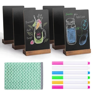 6Pcs Tabletop Chalkboard Sign, 7.8x5 Inch, Double-Sided, Base Stands Message Boards, Blackboard, for Coffee Shop, Restaurant, Home, Bar, Menu Display, Wedding, Party, Events, Signag 6Pcs Tabletop Chalkboard Sign, 7.8x5 Inch, Double-Sided, Base Stands Message Boards, Blackboard, for Coffee Shop, Restaurant, Home, Bar, Menu Display, Wedding, Party, Events, Signag