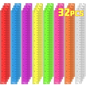 32 Pack Clear Plastic Rulers 12 Inch, Rulers Bulk for Classroom, Transparent Assorted Color Rulers with Inches & Centimeters, School Supplies for Students & Teachers, Back to School Essentials 32 Pack Clear Plastic Rulers 12 Inch, Rulers Bulk for Classroom, Transparent Assorted Color Rulers with Inches & Centimeters, School Supplies for Students & Teachers, Back to School Essentials