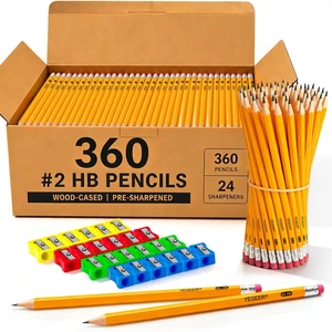 360 Pack #2 HB Pre-Sharpened Wood-Cased Graphite Pencils Bulk Pack with 24 Pencil Sharpeners and Top Erasers, for Writing, Drawing and Sketching, School, Classroom, Office & Standardized Testing (360) 360 Pack #2 HB Pre-Sharpened Wood-Cased Graphite Pencils Bulk Pack with 24 Pencil Sharpeners and Top Erasers, for Writing, Drawing and Sketching, School, Classroom, Office & Standardized Testing (360)