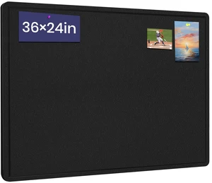 Bulletin Board 36" x 24" Felt Cork Board - Decorative Pin Board, Black Cork Board Alternative for Wall, Foldable Self-Adhesive Vision Board Prayer Board with Pushpins for Home Office Classroom Bulletin Board 36" x 24" Felt Cork Board - Decorative Pin Board, Black Cork Board Alternative for Wall, Foldable Self-Adhesive Vision Board Prayer Board with Pushpins for Home Office Classroom