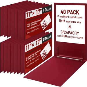 40 Pcs 11x17 Inch Pressboard Report Cover, 3" Capacity Presentation Binder Folder with Metal Prong Paper Fastener to Neatly Bind Reports Proposals Transcripts, Other Documents (Burgundy) 40 Pcs 11x17 Inch Pressboard Report Cover, 3" Capacity Presentation Binder Folder with Metal Prong Paper Fastener to Neatly Bind Reports Proposals Transcripts, Other Documents (Burgundy)