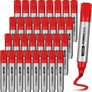 32 Pcs Permanent Markers Jumbo Chisel Tip Bulk, Red Waterproof Quick Dry Markers, Large Barrel Bold Writing, Ideal Pallet Warehouse Boxes, Office Inventory Labeling 32 Pcs Permanent Markers Jumbo Chisel Tip Bulk, Red Waterproof Quick Dry Markers, Large Barrel Bold Writing, Ideal Pallet Warehouse Boxes, Office Inventory Labeling