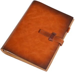Refillable A5 Leather Binder Notebook, Reusable Leather Journal, Vintage Organizer with 6-Ring Binder, 120 Pages Lined Paper & Pocket, for Writers Business Work Study College and Daily, Light Brown Refillable A5 Leather Binder Notebook, Reusable Leather Journal, Vintage Organizer with 6-Ring Binder, 120 Pages Lined Paper & Pocket, for Writers Business Work Study College and Daily, Light Brown