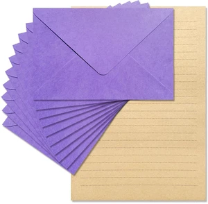 Premium Velvet-Touch Stationery Set - Unique Design with 24 Writing Sheets, 12 Envelopes (4x6) - Elegant Writing Kit for Love Letters & Party Invitations (Purple) Premium Velvet-Touch Stationery Set - Unique Design with 24 Writing Sheets, 12 Envelopes (4x6) - Elegant Writing Kit for Love Letters & Party Invitations (Purple)