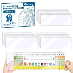 25 PCS 13.5 x 4.9 Clear Reusable Nameplate Pocket Upgraded Thickened Material Self-Adhesive Desk Name Tag- Covers for School Classroom Desk, Office Supplies, NOT Include Name Tags 25 PCS 13.5 x 4.9 Clear Reusable Nameplate Pocket Upgraded Thickened Material Self-Adhesive Desk Name Tag- Covers for School Classroom Desk, Office Supplies, NOT Include Name Tags