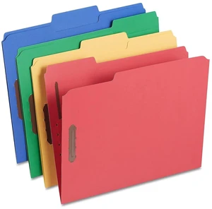 Reinforced Tab Fastener Folder, Letter, Assorted Colors, 50/Bx Durable pressboard construction for secure, long-lasting document filing Reinforced Tab Fastener Folder, Letter, Assorted Colors, 50/Bx Durable pressboard construction for secure, long-lasting document filing