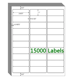 30 UP Labels 1" x2-5/8 Mailing Labels Shipping Address FBA Labels for Laser/Inkjet Printers, White Blank Sticker Name Tags, Printable Address Labels (500 Sheets, 15,000 Labels) 30 UP Labels 1" x2-5/8 Mailing Labels Shipping Address FBA Labels for Laser/Inkjet Printers, White Blank Sticker Name Tags, Printable Address Labels (500 Sheets, 15,000 Labels)