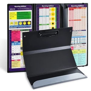 Black Foldable Nursing Clipboard Nurse Clip Board-1pcs 3 Layers Sturdy Lightweight Plastic, Fits Pockets/Bags, Built-In Medical Cheat Sheets, for Nurses, Doctors, Medical Students Black Foldable Nursing Clipboard Nurse Clip Board-1pcs 3 Layers Sturdy Lightweight Plastic, Fits Pockets/Bags, Built-In Medical Cheat Sheets, for Nurses, Doctors, Medical Students