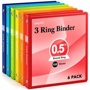 0.5 Inch 3 Ring Binders with 2 Interior Pockets, 6 Pack Assorted Rainbow Colors, Durable 1/2 In Binders for US Letter Size 8.5 x 11 Inches Paper, Ideal for School, Office, and Home Organization 0.5 Inch 3 Ring Binders with 2 Interior Pockets, 6 Pack Assorted Rainbow Colors, Durable 1/2 In Binders for US Letter Size 8.5 x 11 Inches Paper, Ideal for School, Office, and Home Organization